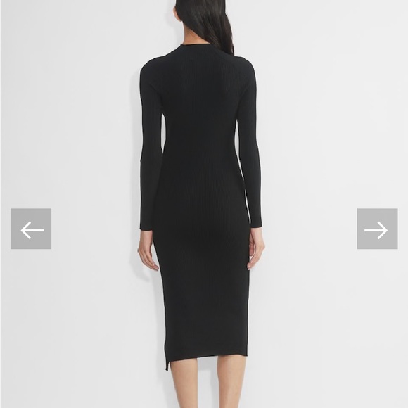 Wilfred Classic Black Knit Long Sleeve Dress Mock Neck High Thigh Slit Sz M - Picture 4 of 15